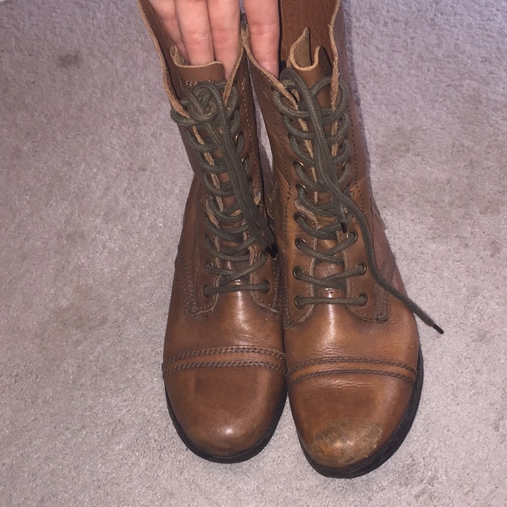 Brown combat boots